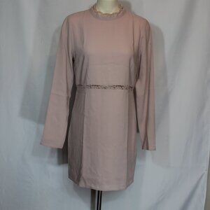 Aritzia Babaton Women's liner lace back zipped long sleeve dust pink dress  sz 8